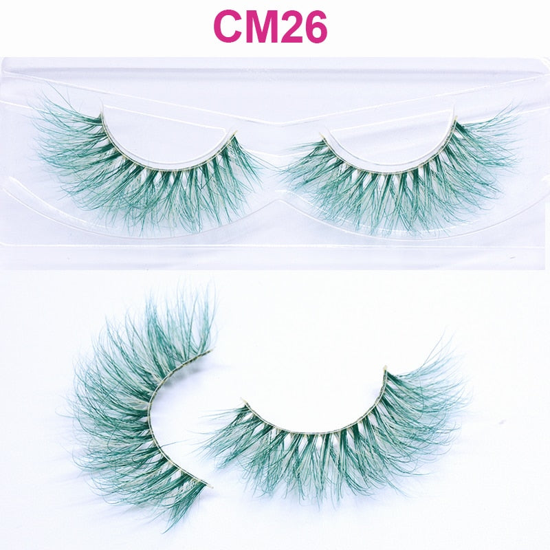 Pink Red Purple Colored Eyelashes Bulk Rainbow Eyelashes 100% 3D Real Mink Colorful Lashes