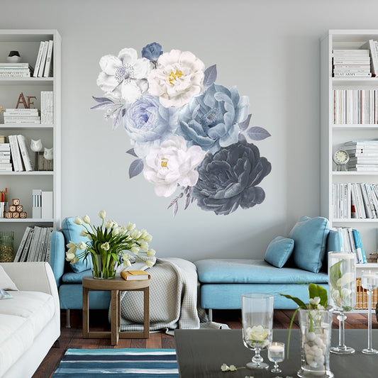 Watercolor Peony Flower Wall Stickers for Home room Background Wall Decor Vinyl Decals
