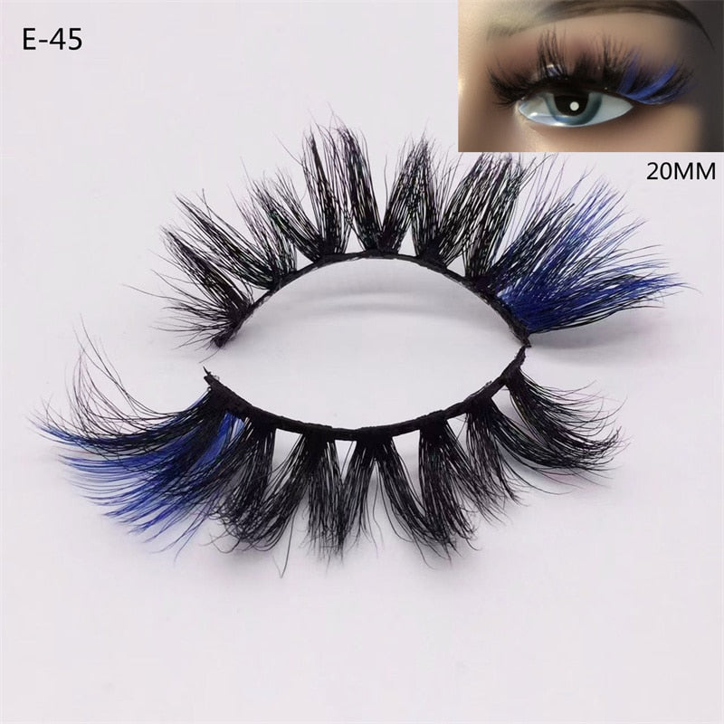 3D Mink Eyelashes Colorful 100% Mink Lashes Mix Color Pink Blue Red White False Eyelashes Fluffy Soft Cilias