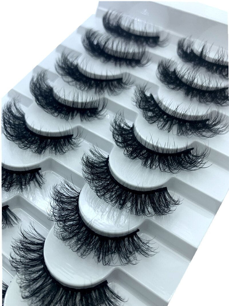 5/8pairs natural false eyelashes fake lashes long makeup 3d mink lashes eyelash extension Fluffy Mink Lashes