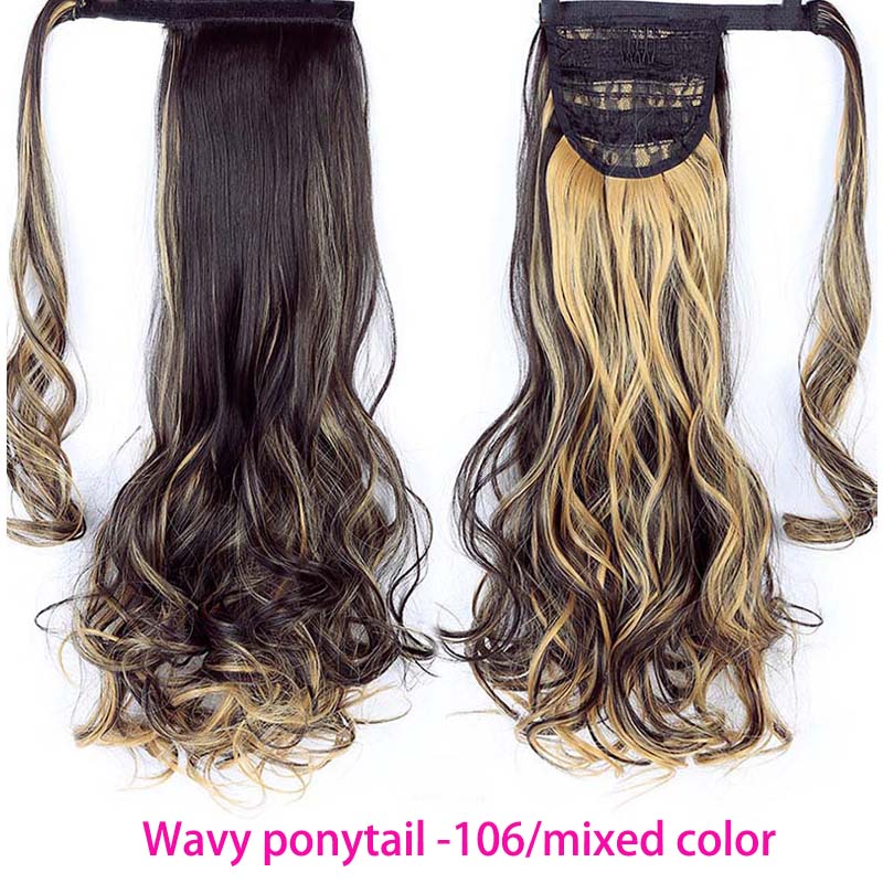 Synthetic Long Straight Wrap Around Clip In Ponytail Hair Extension Heat Resistant Hair Wig