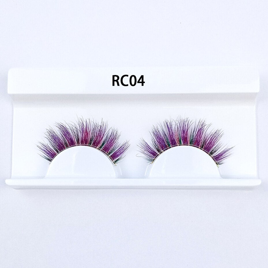 1pair Transparent stem Colored Mink Lashes 15mm-25mm False Eyelashes Soft Tousled 3D Spectacular Long Natural Mink