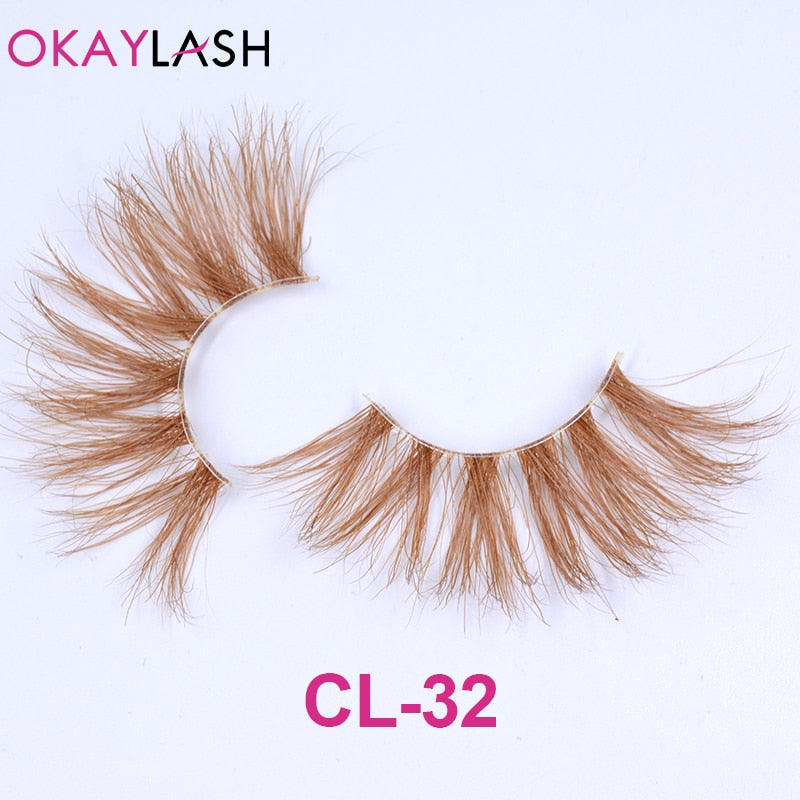 1pair/box real mink color 25mm long siberian eyelashes costume fancy ball dramatic unique colored red blue fake lashes