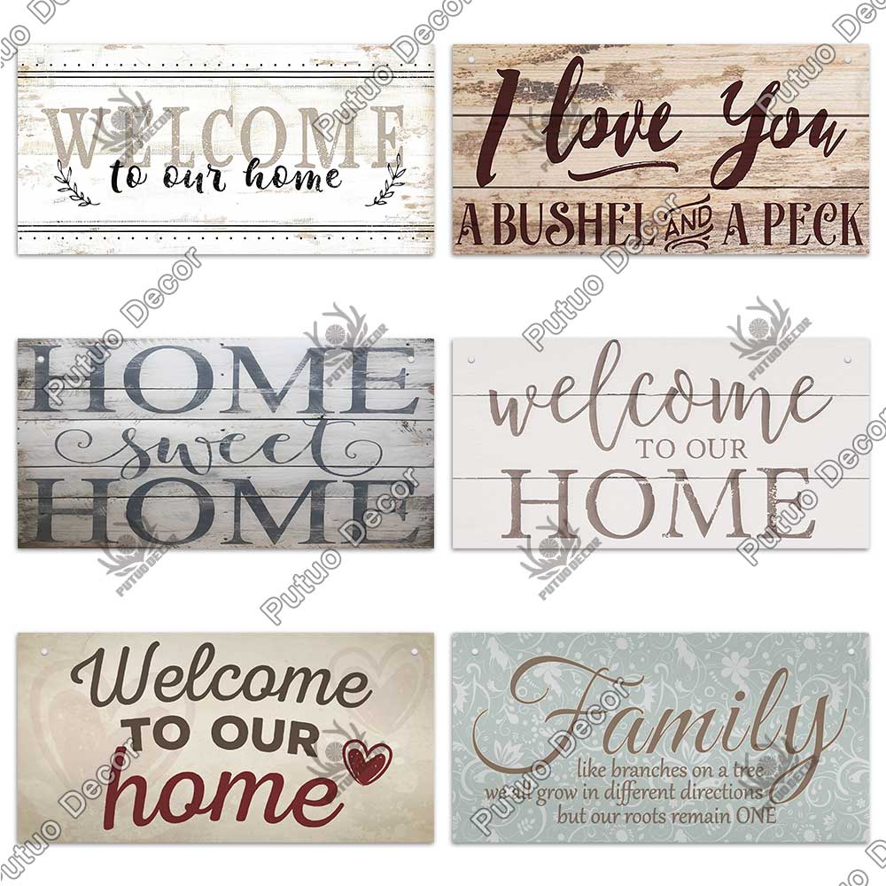 Putuo Decor Home Wooden Signs Family Wood Wall Plaque Wood Art Home Decor for Friendship Wooden Pendant Home Wall Decoration