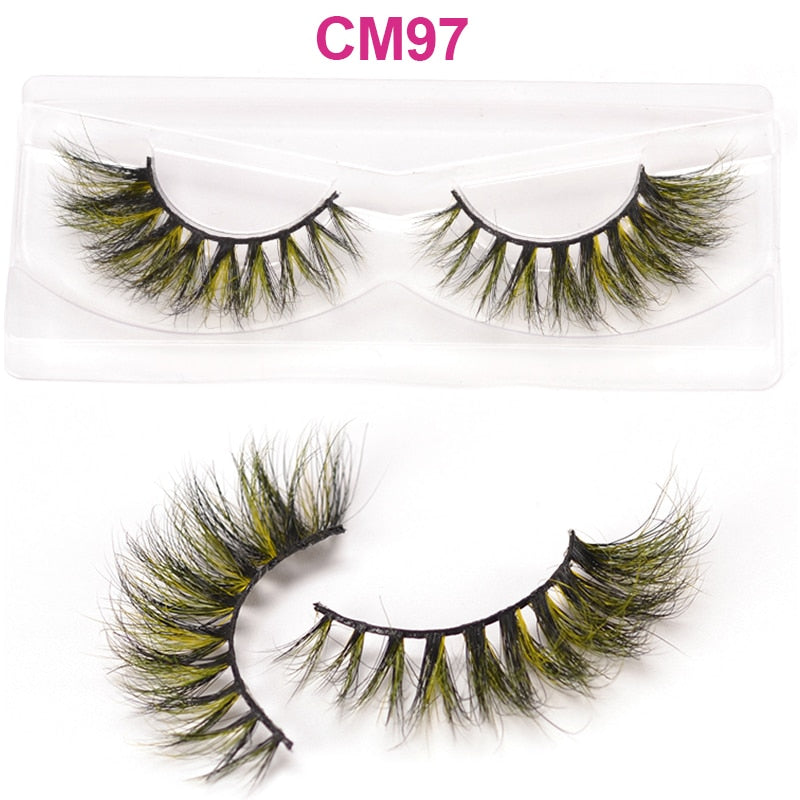 Pink Red Purple Colored Eyelashes Bulk Rainbow Eyelashes 100% 3D Real Mink Colorful Lashes
