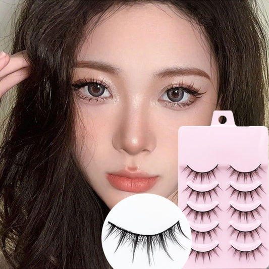 5 Pairs Cos False Eyelashes Natural Thick Clustered Eyelashes Women Makeup Eyelash Extension Japanese False Eyelashes