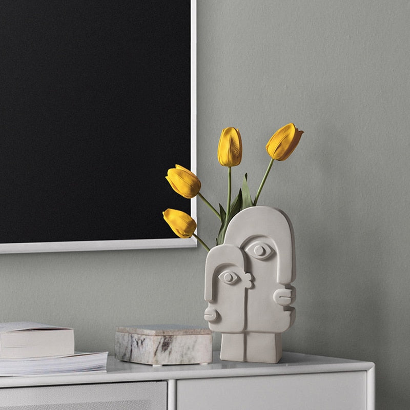 Nordic Creative Ceramic Face Vase Simple Decoration Bedroom Decor Livingroom Porch Home Decoration Art Vase