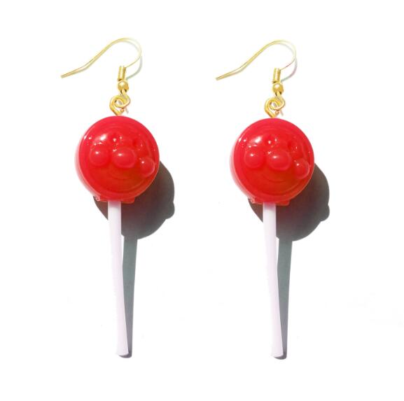Resin Lollipop Drop Earrings Jewelry Custom Made Handmade Cute Cotton Candy
