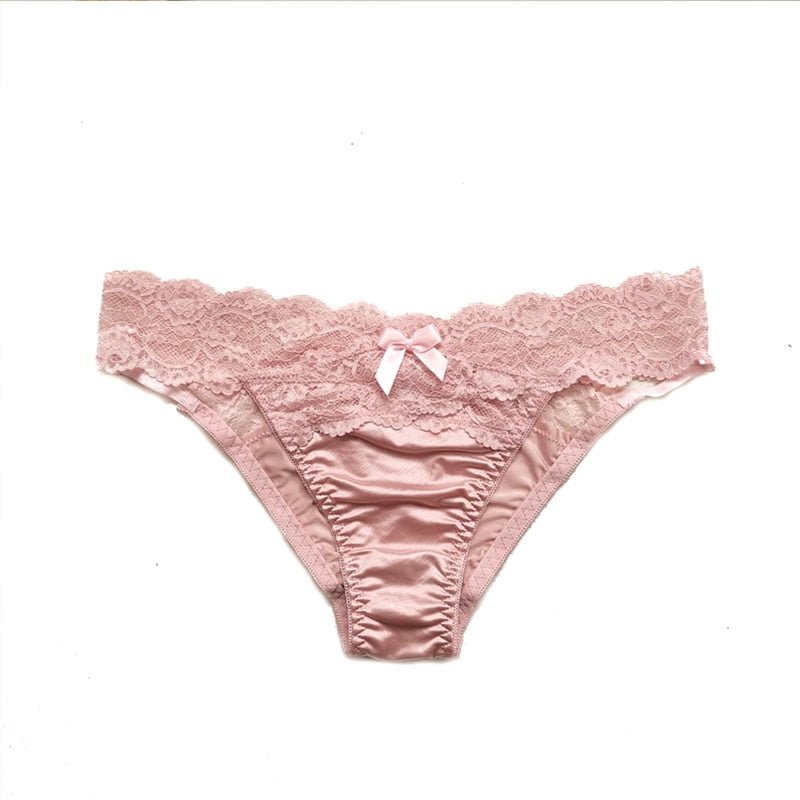 Underwear Women Sexy Lace Thong Pants Female Hollow Out Panties Low Waist Underpants Ladies Bow Underwear Shorts