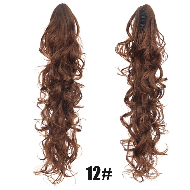 Synthetic 24inch Claw Clip Ponytail Extension Wavy Ponytail Long Straight Hair Ponytail Extension Clip Type Woman Wig