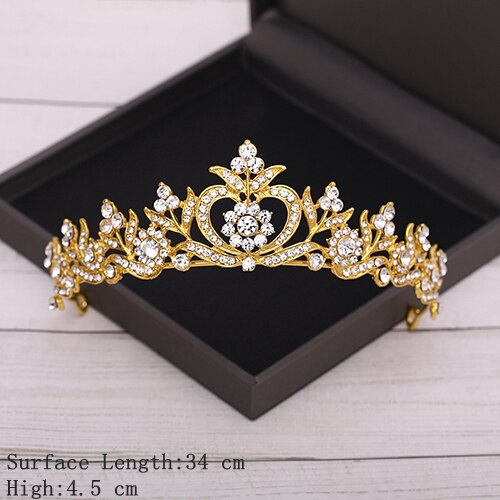 Bridal Crown Golden Wedding Hair Accessories Crystal Rhinestone Bride Wedding Tiaras and Crowns Headpiece Diadema Hair Ornament