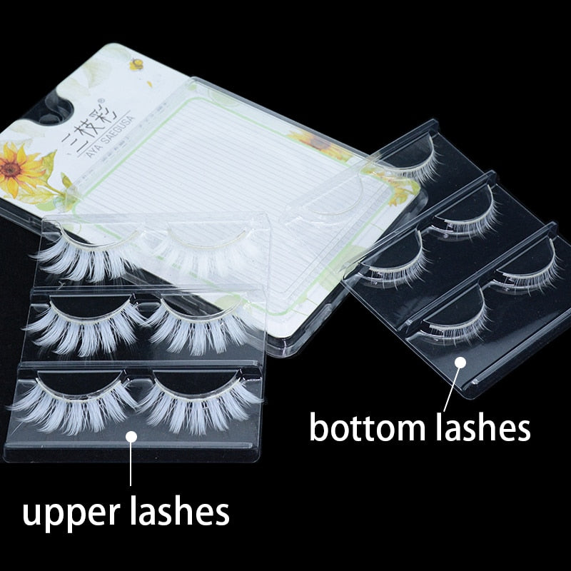 3 Pairs/Lot Fluffy Lace White Eyelashe Natural Colored Artificial Vegan Silk Eye Lashes for Doll Cosplay Party