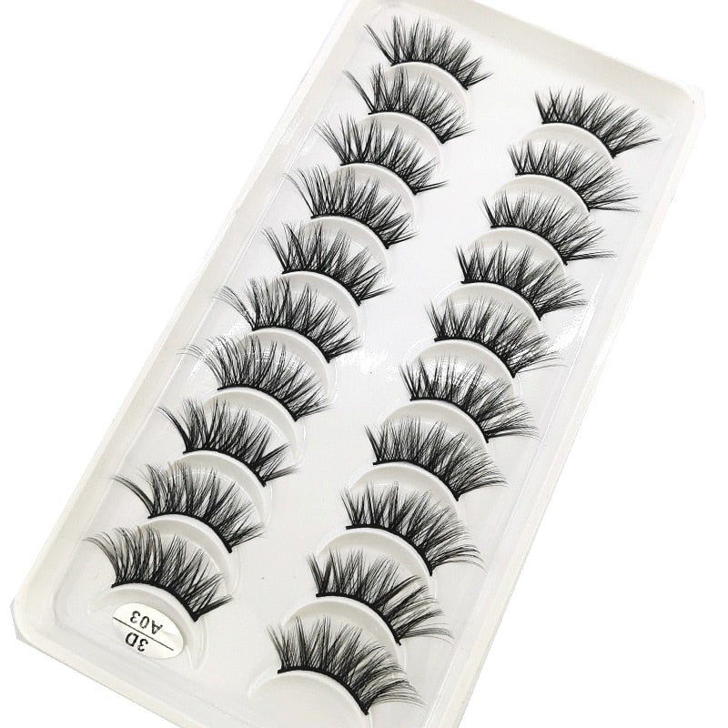 10 Pairs Crisscross Half Eye Lashes Natural False Eyelashes Handmade Faux 3D Mink Lashes Eyelash Extension