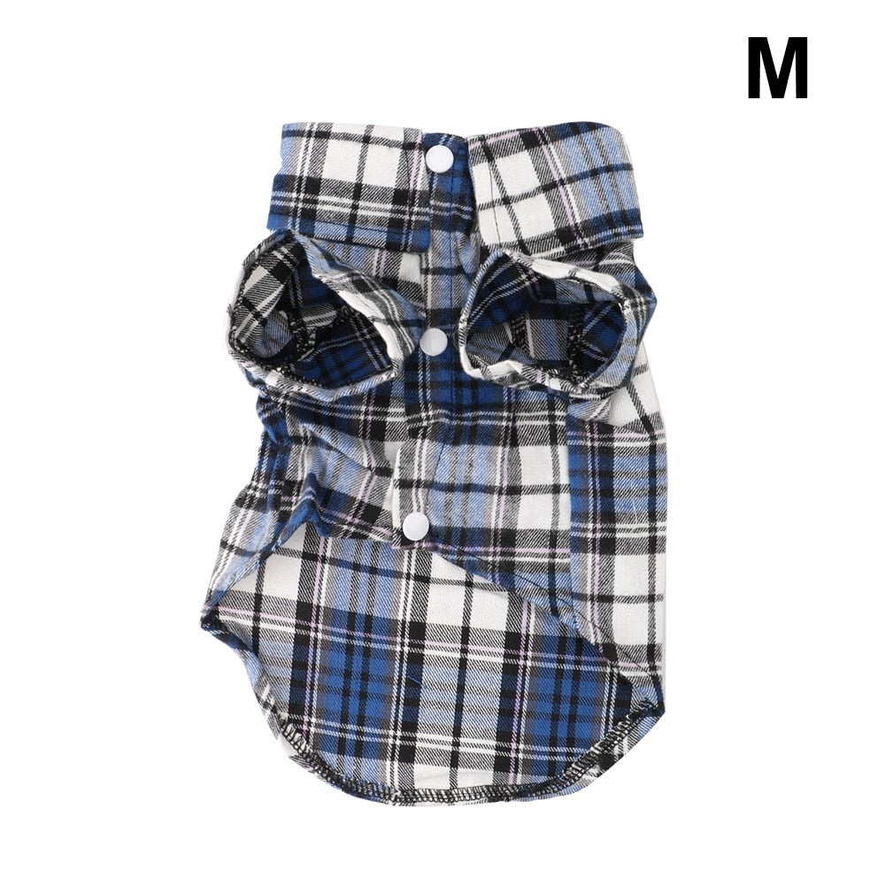 Soft Cotton Short Sleeve Shirts Pet Dog Cat Kitten Clothes Puppy Kitten Clothing Plaid T Shirt