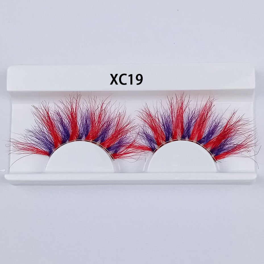 Colored Mink Eyelashes 25mm Lashes Fluffy Messy 3D False Eyelashes Dramatic Long Natural Mink fake Lashes