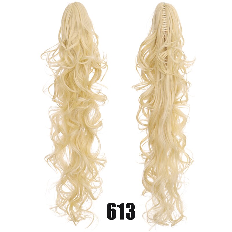 Synthetic 24inch Claw Clip Ponytail Extension Wavy Ponytail Long Straight Hair Ponytail Extension Clip Type Woman Wig