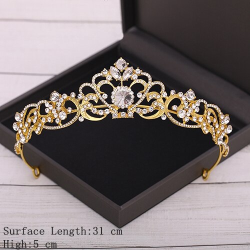 Bridal Crown Golden Wedding Hair Accessories Crystal Rhinestone Bride Wedding Tiaras and Crowns Headpiece Diadema Hair Ornament