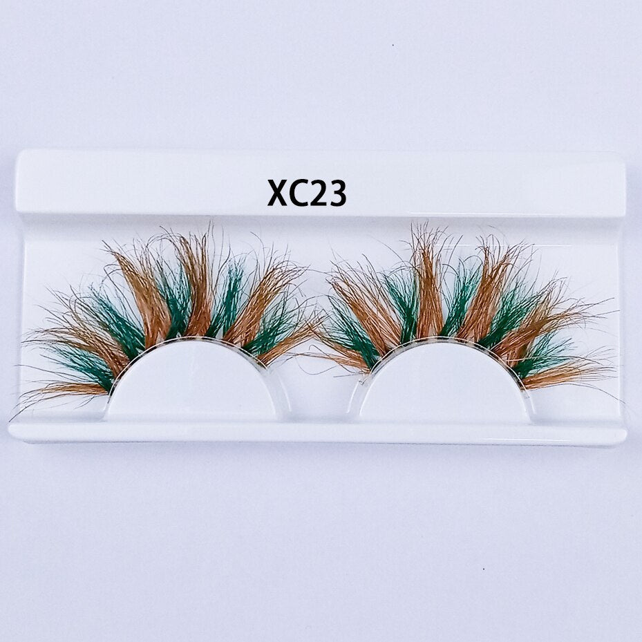 Colored Mink Eyelashes 25mm Lashes Fluffy Messy 3D False Eyelashes Dramatic Long Natural Mink fake Lashes