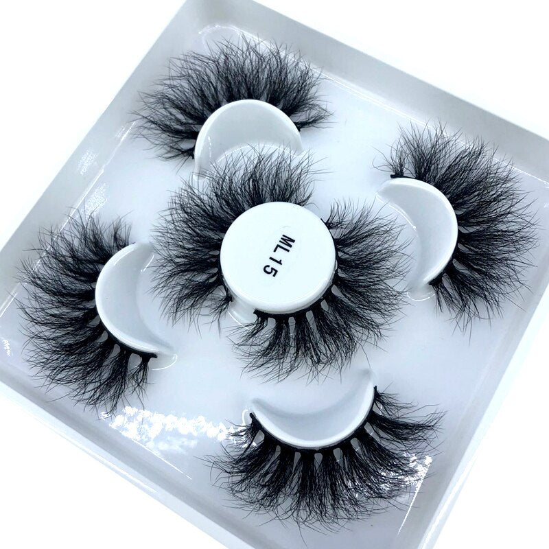 Reusable mink eyelashes 25mm lashes fluffy messy 3D mink lashes 3 pairs natural Long Thick false eyelashes extension