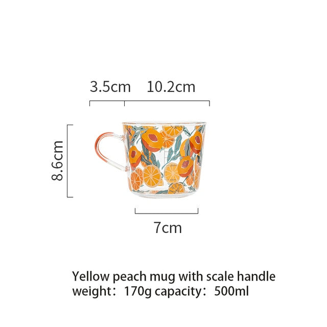 Cartoon Flower Coffee Mug Glass Water Cup Handgrip Milk Breakfast Drinkware Cup