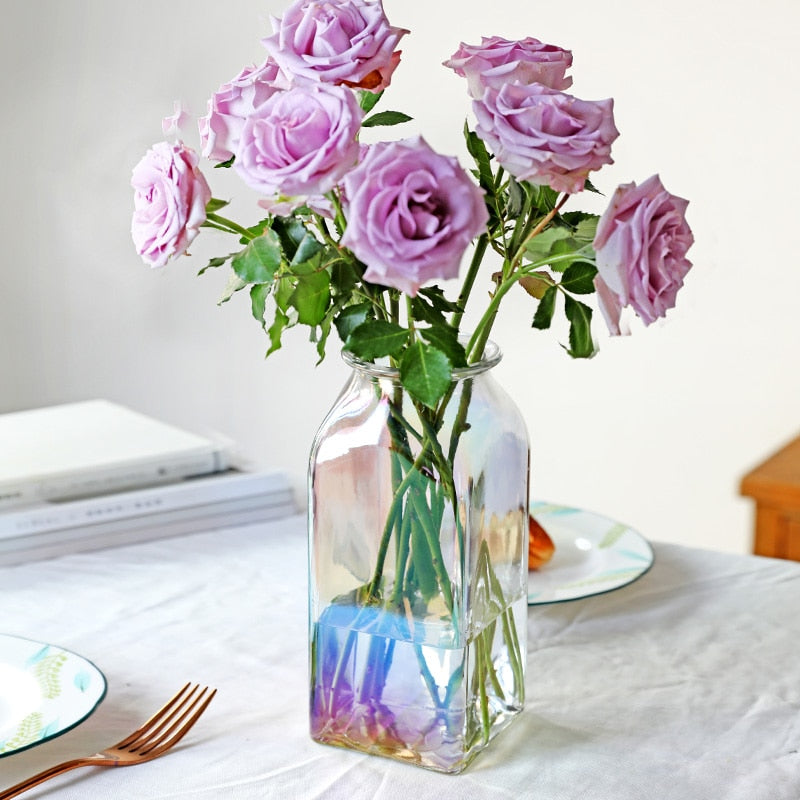 Multicolor Glass Vase Dried Flowers Nordic Transparent Europe Home Decoration Home Flower Vases