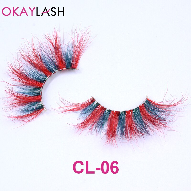1pair/box real mink color 25mm long siberian eyelashes costume fancy ball dramatic unique colored red blue fake lashes