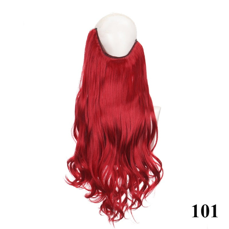 Invisible Wire No Clip One Piece Hair Extensions Secret Fish Line Hair Pieces Wave Straight Synthetic Fake 24 inch