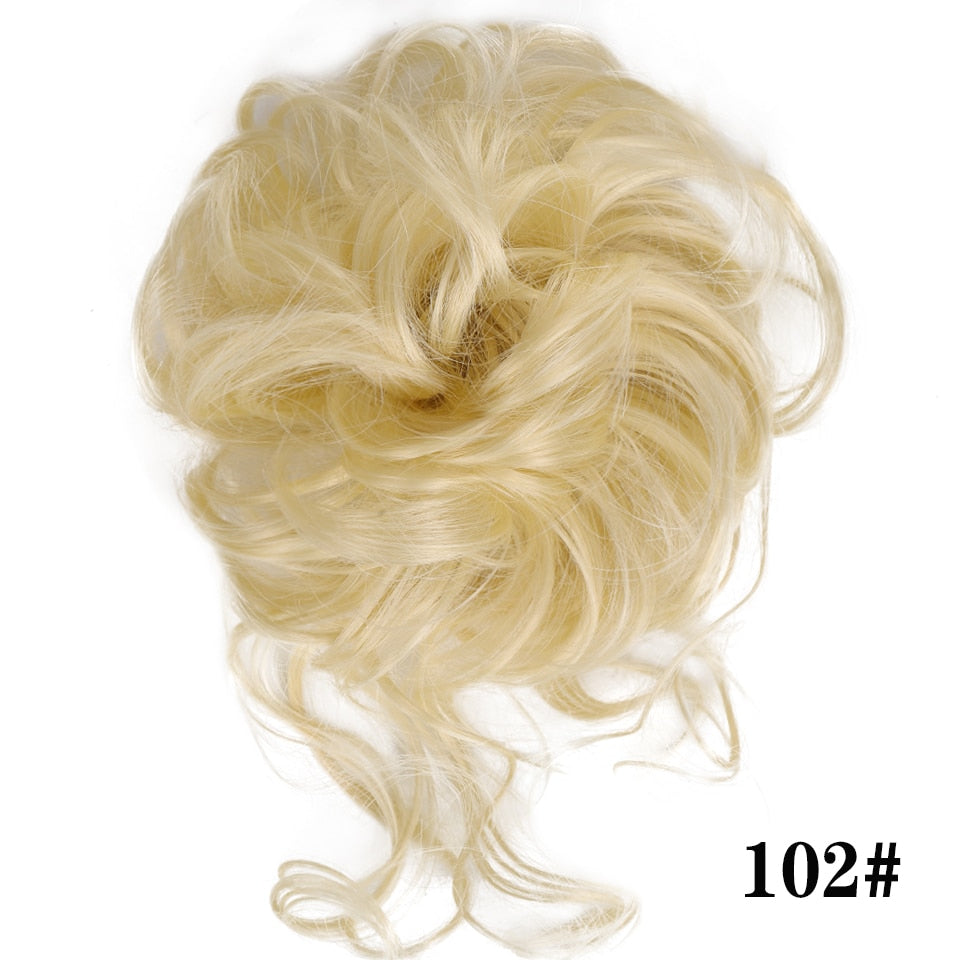 Synthetic Hair Bun Bands Blonde Black Messy Curly Chignon Donut Updo Scrunchies Fake Hair Pieces For Women Hair Extensions