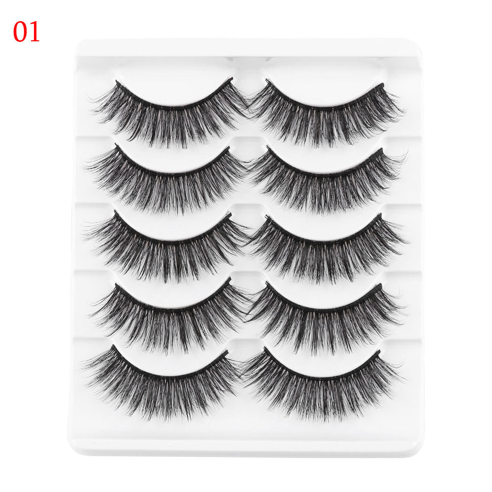5 Pairs 3D Faux Mink Hair False Eyelashes Wispies Fluffies Drama Natural Long Soft Handmade Cruelty-free Black Lashes