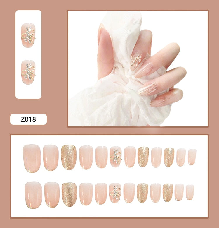 24Pcs/Set 3D Butterfly Bow Bride Fresh and Elegant White Wear DIY Manicure Nail Art Tools