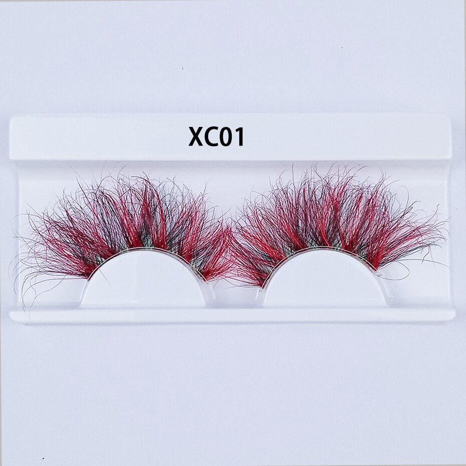 Colored Mink Eyelashes 25mm Lashes Fluffy Messy 3D False Eyelashes Dramatic Long Natural Mink fake Lashes
