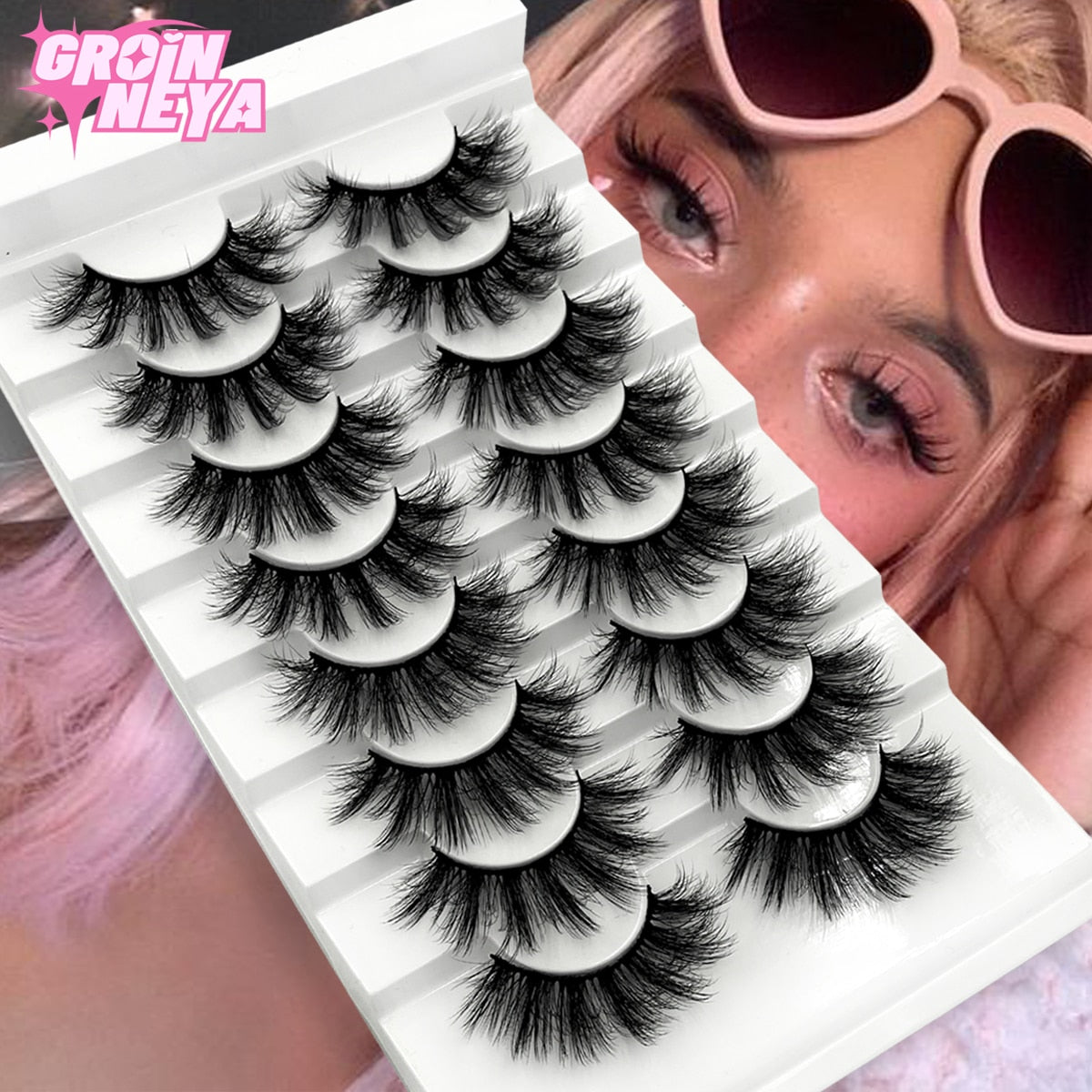 3D Mink Lashes 5/8 Pairs Natural False Eyelashes Fluffy Soft Wispy Volume Dramatic Long Cross Eyelash