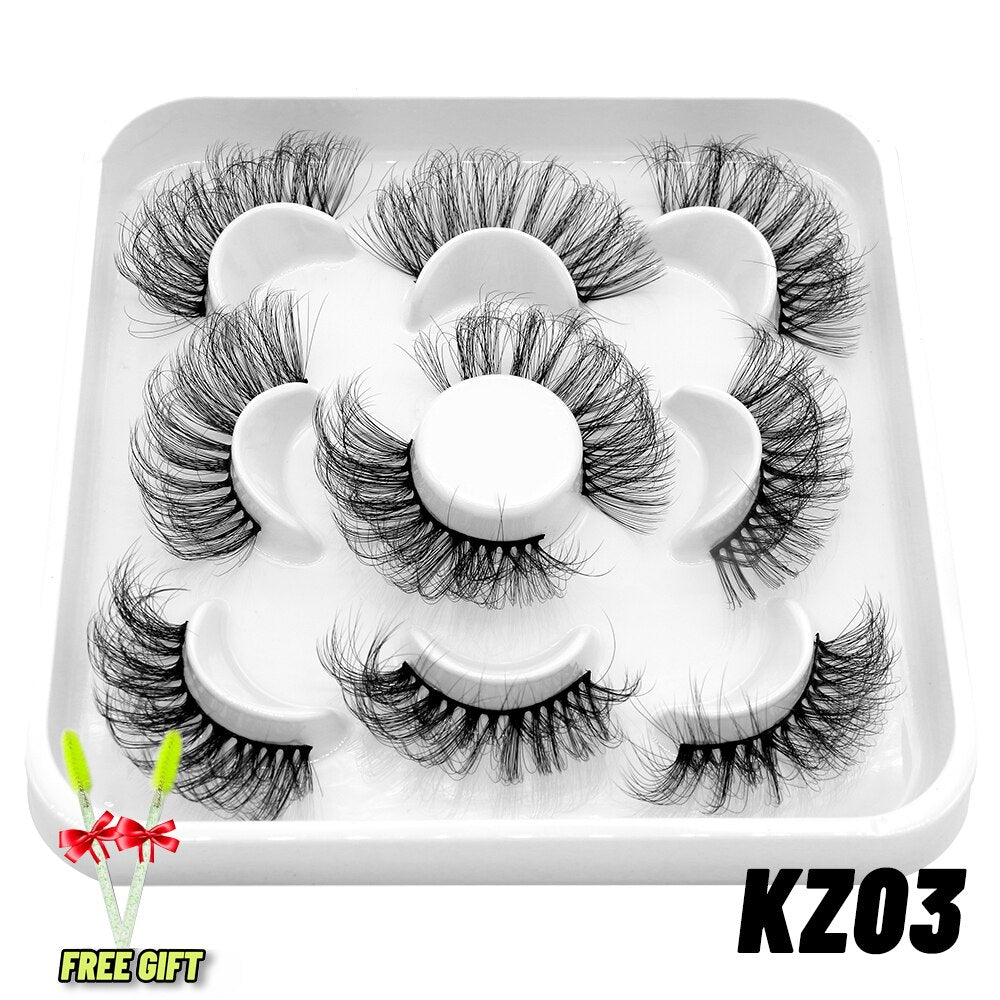 6D Faux Mink Eyelashes Long Lasting Fluffy Mink Lashes Dramatic Volume lashes Thick Long 5/7 Pairs