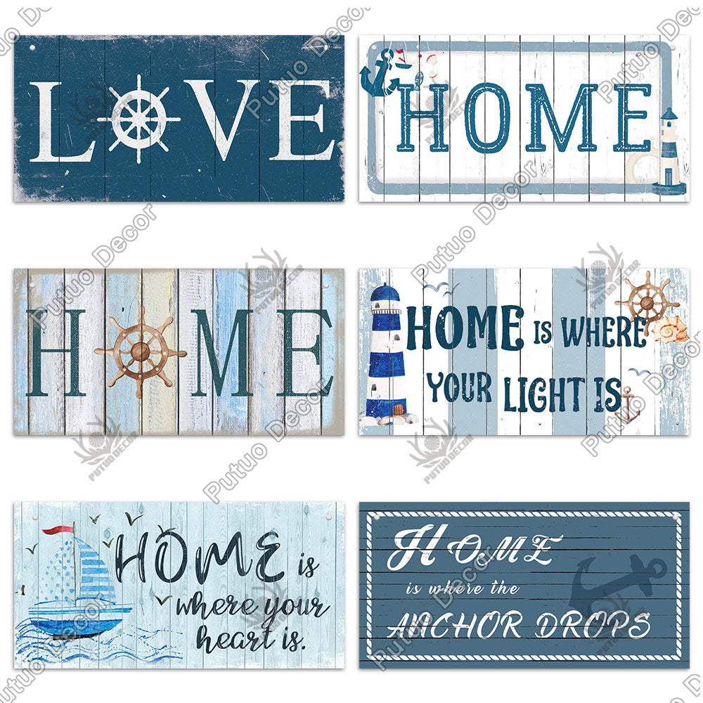 Putuo Decor Beach Home Signs Wood Wall Plaque Wooden Signs Welcome Decor Hanging Plate for Beach House Home Bedroom Tent Decor