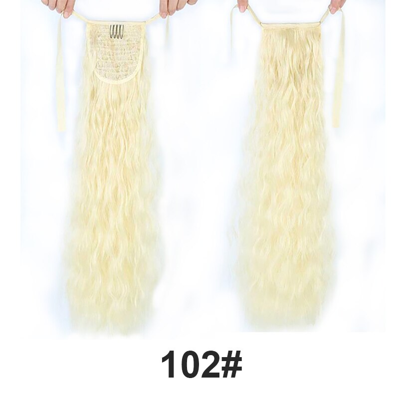 Natural Wave Pony Tail Fake Hair Extension Heat Resistant Synthetic Long Wavy Wrap Around Clip In Ponytail Hair