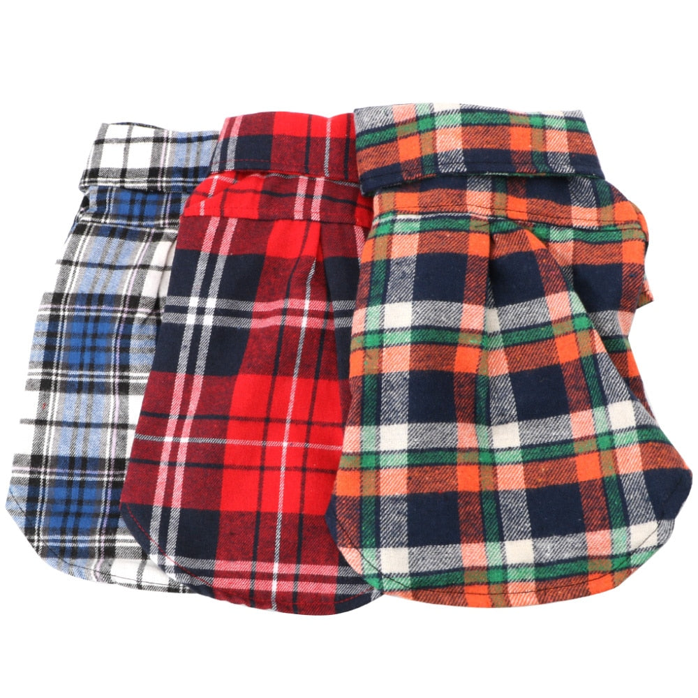 Soft Cotton Short Sleeve Shirts Pet Dog Cat Kitten Clothes Puppy Kitten Clothing Plaid T Shirt