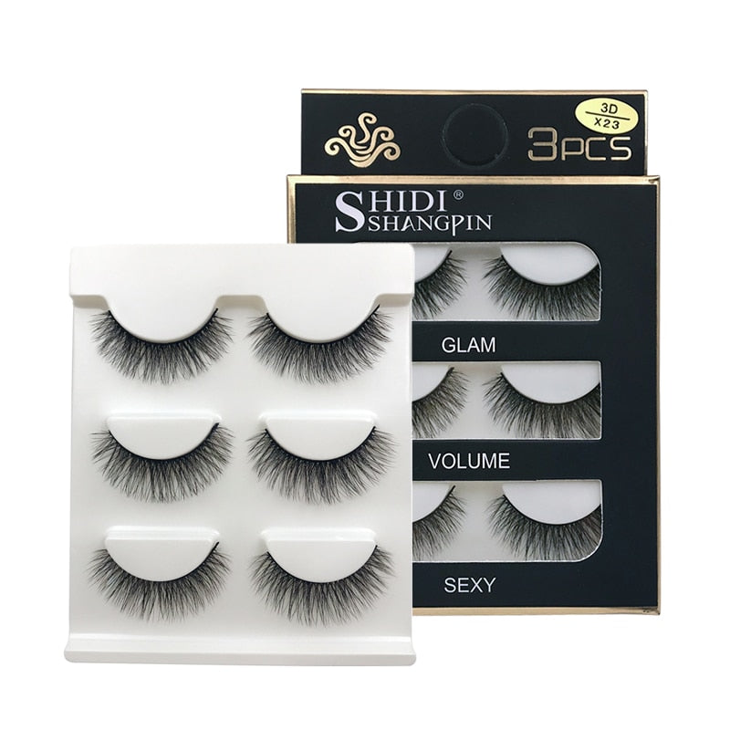 3 Pairs natural false eyelashes thick 3D mink soft long eyelash extension fake eyelash