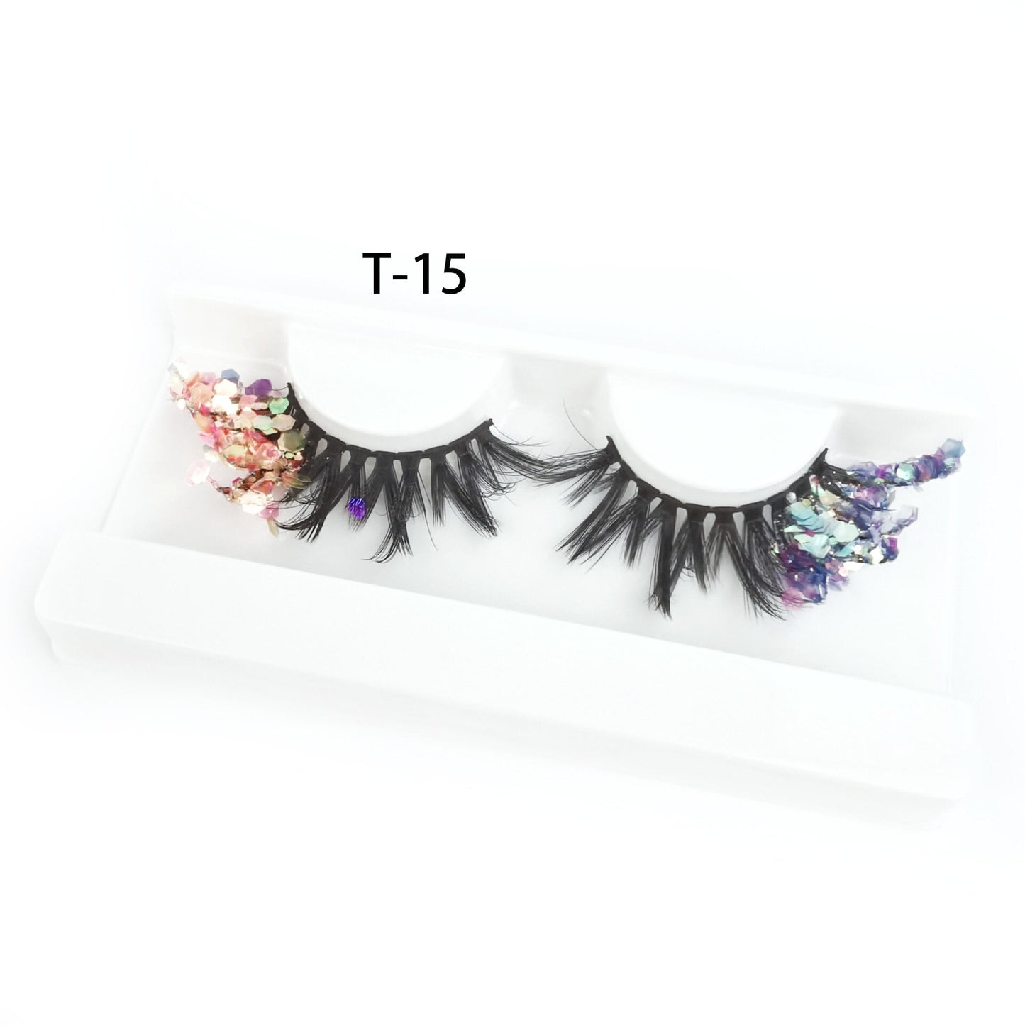 3 Pair Colored Shining Gold Glitter Eyelashes Handmade Dramatic Purple Colorful Rainbow Lashes For Party Show Halloween Cosplay