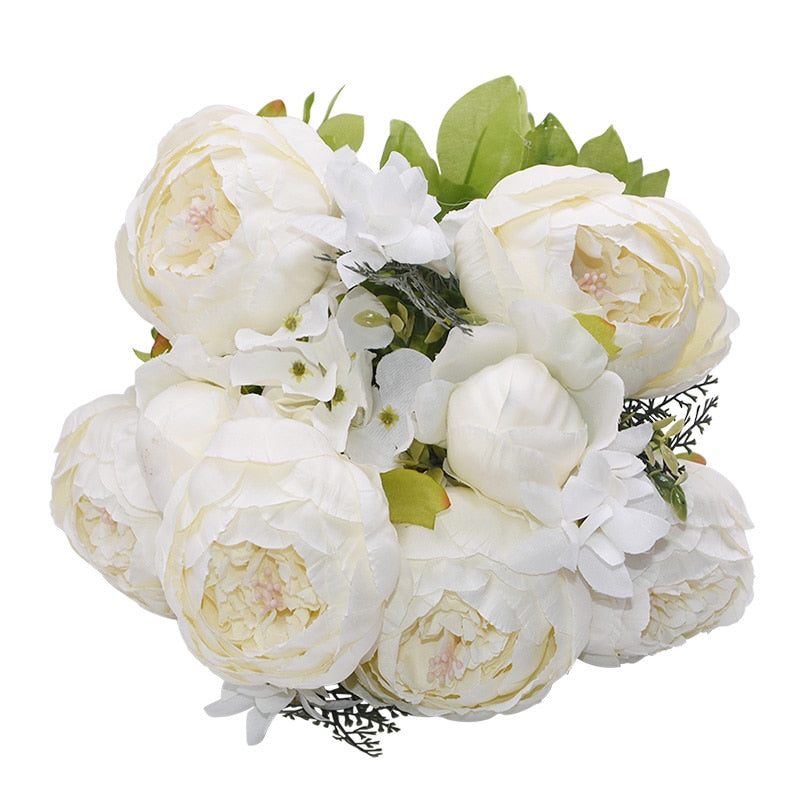 1 Bunch European Artificial Peony Flowers Silk Fake Flowers Wedding Party Home Decoration Flower Bouquet Wreath DIY
