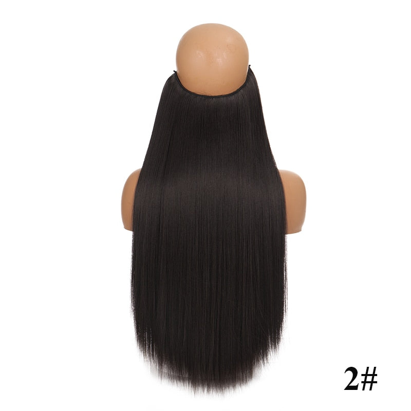 Invisible Wire No Clip One Piece Hair Extensions Secret Fish Line Hair Pieces Wave Straight Synthetic Fake 24 inch