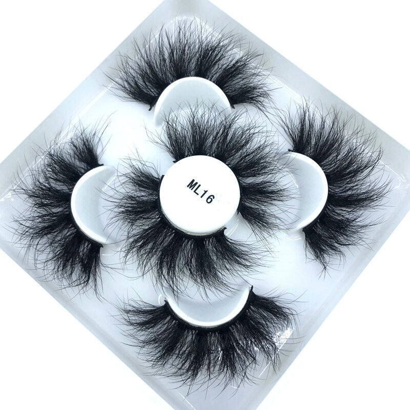 Reusable mink eyelashes 25mm lashes fluffy messy 3D mink lashes 3 pairs natural Long Thick false eyelashes extension