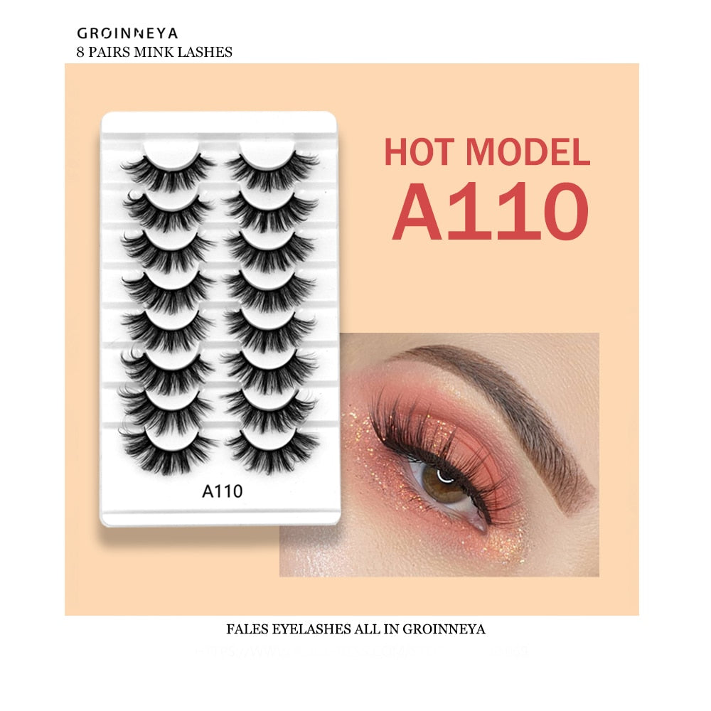 3D Mink Lashes 5/8 Pairs Natural False Eyelashes Fluffy Soft Wispy Volume Dramatic Long Cross Eyelash