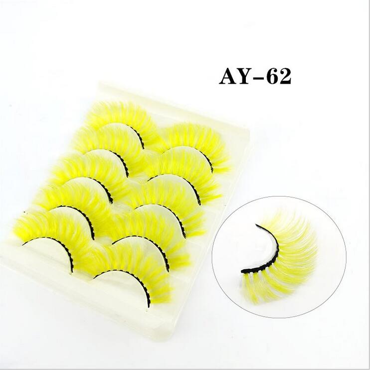 5 Pairs 3D White Mink Lashes Natural Long Thick Fluffy Colorful False Eyelashes Lash Extension