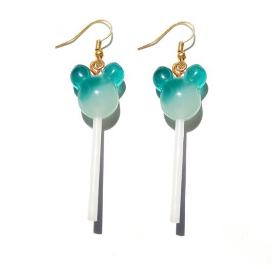 Resin Lollipop Drop Earrings Jewelry Custom Made Handmade Cute Cotton Candy