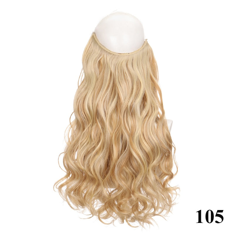 Invisible Wire No Clip One Piece Hair Extensions Secret Fish Line Hair Pieces Wave Straight Synthetic Fake 24 inch