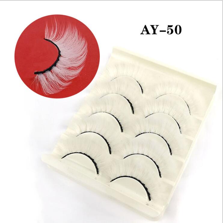 5 Pairs 3D White Mink Lashes Natural Long Thick Fluffy Colorful False Eyelashes Lash Extension