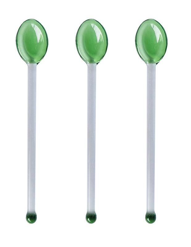3Pcs Glass Spoons Coffee Spoon Long Handle Dessert Color Glass Teaspoons Clear Petite Teaspoons Coffee Mixing Tea Stirrer