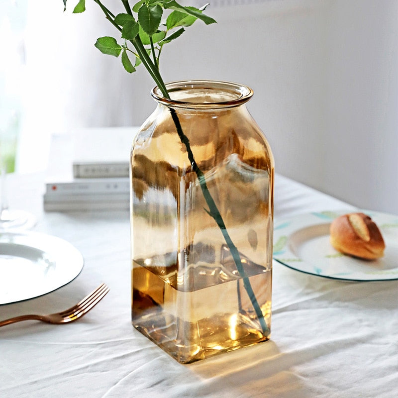 Multicolor Glass Vase Dried Flowers Nordic Transparent Europe Home Decoration Home Flower Vases
