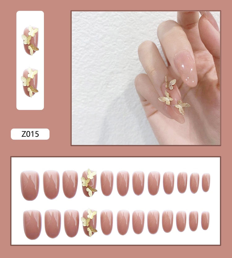 24Pcs/Set 3D Butterfly Bow Bride Fresh and Elegant White Wear DIY Manicure Nail Art Tools