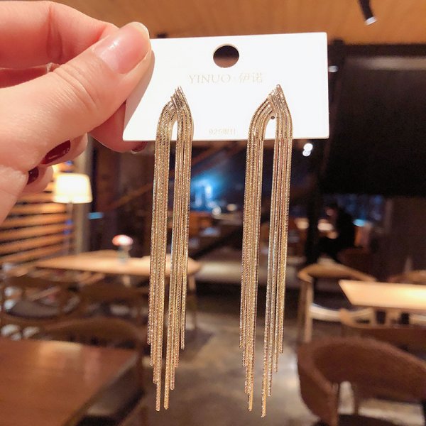 Women Long Tassel Earrings Korean Sweet Butterfly Rhinestone Earring Elegant Geometric Hanging Earring Jewelry